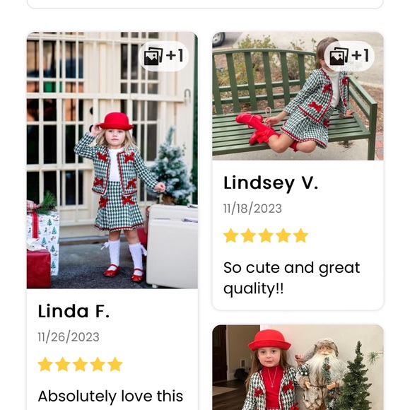 Christmas Matching Outfit Blazer & Pleated Skirt Set With Bows - Picture 9 of 13